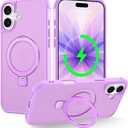 CHAOFEnG Magnetic Compatible with iPhone 17 Case with Stand [Military Grade Drop Tested][Compatible with Magnet] Ring Translucent Slim Hard Back Soft Edge, Lavender