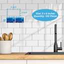 Art3d 102-Piece Peel and Stick Wall Tile for Kitchen Backsplash, Bathroom, Fireplace, 3in. 6in. Stick on Subway Tile, Glossy White