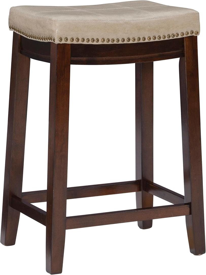 Linon Backless Counter Stool, Brown, Counter Height