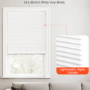 KFFKFF Cordless Mini Blinds, 34" W x 48" H, 1" Slats, Horizontal Light-Filtering Window Covering, Easy to Clean and Adjust, Ideal for Home Decor and Room Darkening, White