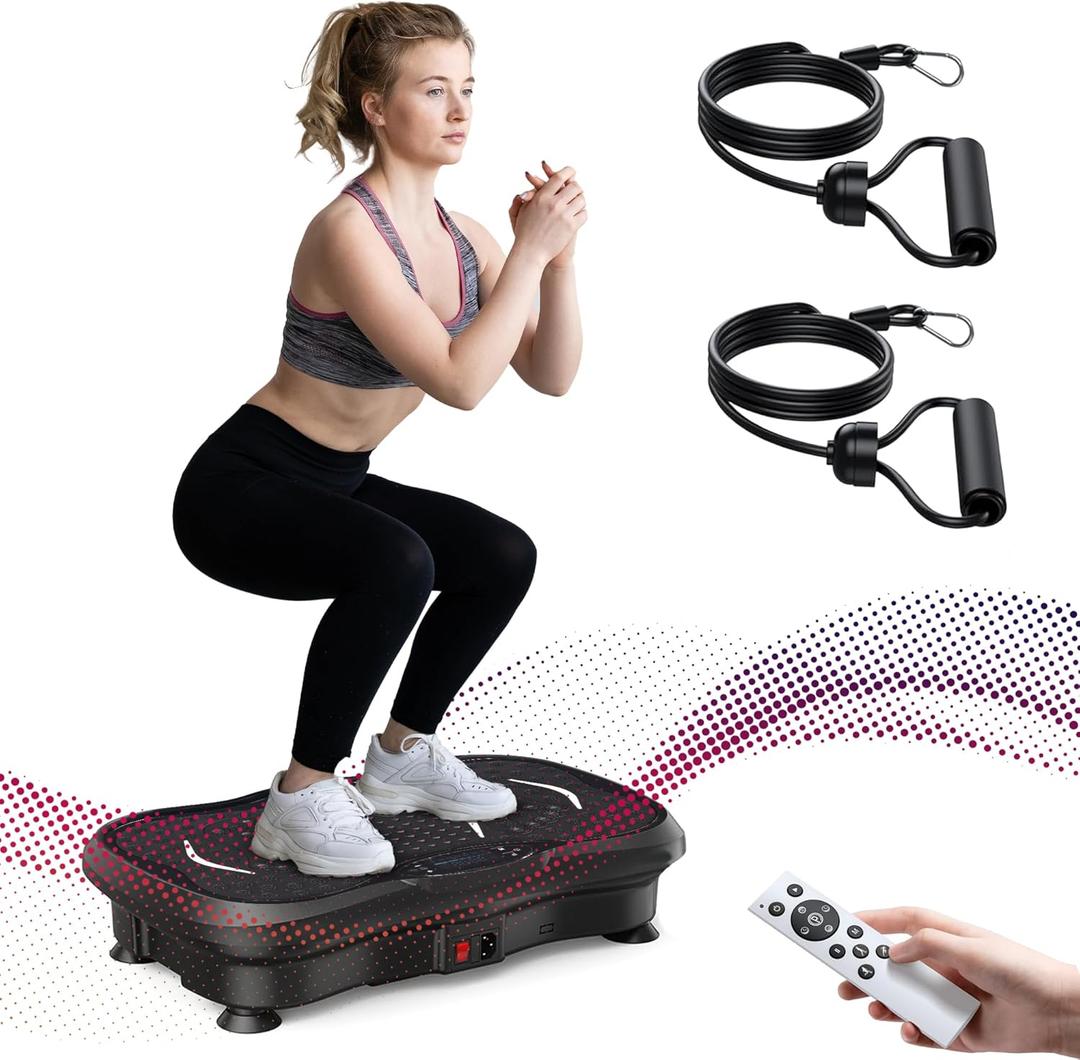 Whole Body Vibration Plate Exercise Machine 265 lbs Capacity with 99 Speed Levels, Remote Control, LED Display, Resistance Bands & Programs Home Exercise Equipment Weight Loss for Women & Men