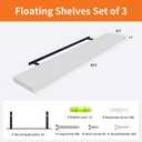 Upassion Floating Shelves for Wall Set of 3, 36" White Wall Shelves for Home Decor, Frame Display White Floating Shelf for Living Room, Bedroom, Bathroom, Kitchen