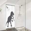 LGhtyro Small Stall Funny Dinosaur Shower Curtain Bathroom Set 36Wx71H Inches Cartoon Kids Dino Silhouette Animal Shadow Black White Bath Accessories for Teens Boy Art Home Decor Fabric 7 Pack Hooks