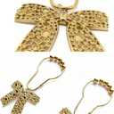 Gold Bow Knot Shower Curtain Hooks, 12PCS Rust Proof Shower Curtain Rings for Bathroom, Metal Decorative Shower Curtain Hangers Bathroom Accessories