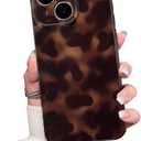 Cute Phone Case for iPhone 15 Plus/14 Plus Case Amber Leopard Full Camera Protective Slim Shockproof Aesthetic-Brown Amber