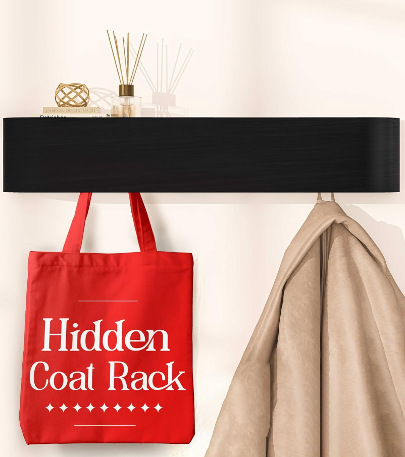 OLEEK Wall Coat Rack with Shelf - Wall Shelf with Hooks - entryway Hooks - Modern Coat Rack - Wooden Mount for Home Decor - Jacket Hanger - Coat Hanger wall Mount