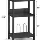 TUTOTAK Record Player Stand with Storage Up to 100 Albums,Record Storage Table,3 Tier End Table,Side Table for Living Room, Bedroom, Black TB01BK075