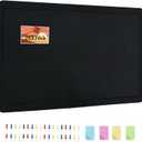 Vuzvuv Black 28"x16" Large Cork Board with 50 Push Pins & Sticky Notes, Self-Adhesive Bulletin Board for Wall, Felt Pin Vision Board for Paste Notes,Schedules Offices Home
