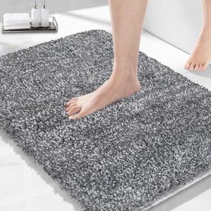 Dark Gray and Light Gray Bathroom Rugs 27.5"x19.6",Extra Soft Absorbent Thick Shaggy Bath Mat, Non Slip Quick Dry Bath Mat, Machine Washable bath rugs for bathroom, Microfiber Rugs for Shower Bathtubs