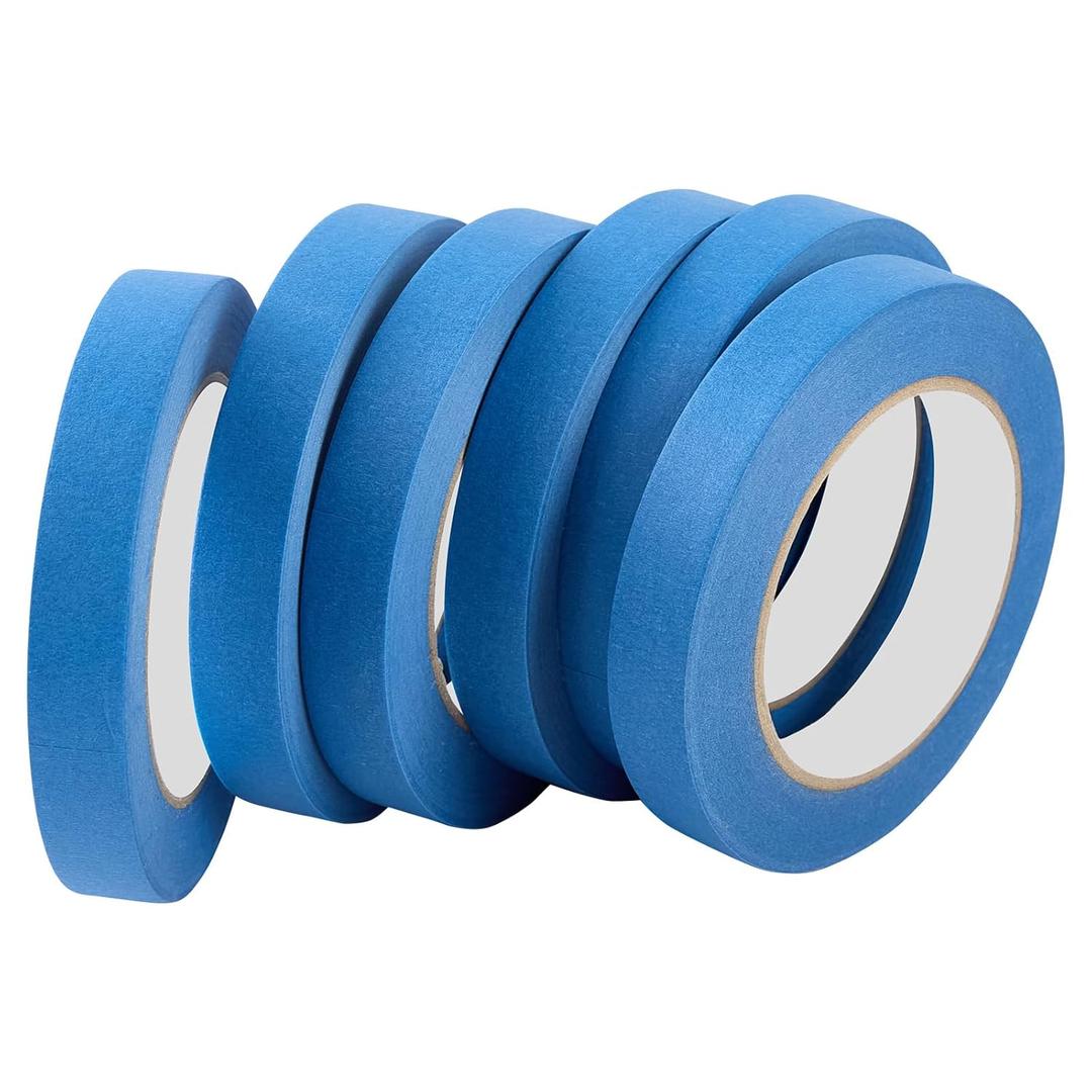 Blue Masking Tape,Painters Tape,Blue Painters Tape for Automotive paniting,DIY Paper Arts & Crafts, Spraying Drywall Paint, No Residue & Easy to Clean Up,6pcs 0.7in. X 54 Yd Painter's Tape