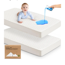 Mattress Protector Cover Fitted - Quiet Baby Crib Mattress Pad Sheets, 52" x 28" Soft Quilted Cotton Baby Sheet, Machine Washable, Easy Fit, Durable (Soft White/Mavy)