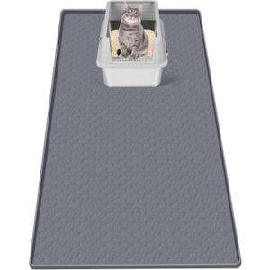 Cat Litter Mat, Extra Large 51" x 25.6" Silicone Mat Litter Trapping Mat for Scatter Control, Soft on Kitty Paws, Easy to Clean (Dark Grey)