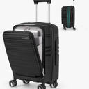 RAINSMORE Expandable Carry on Luggage 20 Inch, Airline Approved Carry on Suitcase with Front Pocket&Laptop Compartment, Hardshell Rolling Travel Luggage with Spinner Wheels,Black