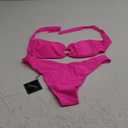 ZAFUL Women's Bandeau Bikini O Ring Strapless Tie Back High Cut Two Piece Swimsuit Bathing Suits L, Magenta