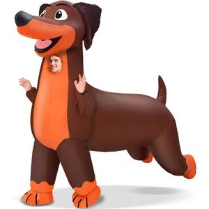 Camlinbo Inflatable Dog Costume for Adults, Full-Body Blow Up Dachshund Costumes, Funny Halloween Inflatable Suit for Men Women Party Cosplay