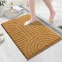 SHACOS Boho Bathroom Rugs 24"x36" Extra Soft Absorbent Microfiber Bath Mats Home Decor Non Slip Carpet Machine Washable Shaggy Bath Rugs for Bath Room Shower Bathtub, Mustard