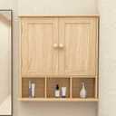 TaoHFE Natural Wooden Color Bathroom Wall Cabinet with 2 Door Adjustable Shelves,Over The Toilet Storage Wall Mounted Medicine Cabinets for Bathroom Laundry Room Kitchen