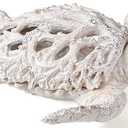 VVGIFTS Ocean Decor White Sea Turtle Coral Reef Home Office Decor Sculpture Beach Coastal Tabletop Shelf Collection (White)