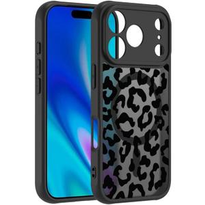 for iPhone 17 Pro Max Case Floral Flowers Design Translucent Phone Cover Soft TPU + Hard PC Anti-Scratch Shockproof Cute Magnetic Case for Women (Compatible with Magsafe)