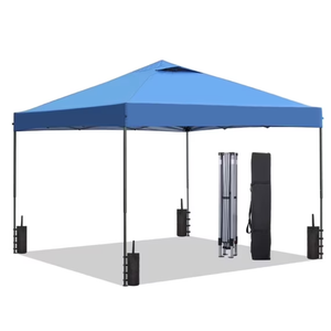 Outdoor Basic 10'x10' Pop up Canopy Tent with Adjustable Height, Outdoor Canopy with 4 Sandbags,for Events, Parties, Gatherings, Camping,Blue