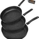 Nonstick Frying Pan Skillet 3 Piece Set, Stone Coating Cookware, 9, 10 & 11 Inches Egg Omelette Pan with Heat-Resistant Handle, PFOA Free,Induction Compatible