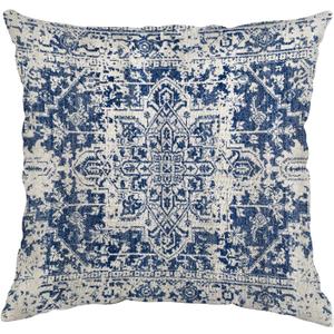 Boho Pillow Covers 24x24 Inch, Carpet Blue Vintage Throw Pillow Cover Antique Ethnic Decorative Blue Pillow Cases Home Decor Square Linen Pillowcase (Style 1)