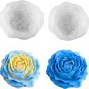 Peony Candle Molds 2pcs 3.14 inch and 2.55 inch Big Flower Silicone Candle Mold Peony Fondant Mold for Jelly Chocolate Mousse Cake Decor 3D Candle Soap Floral Epoxy Resin Casting Clay Mould
