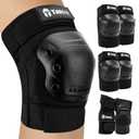 Skate Protective Gear Adult Knee and Elbow Pads for Roller Skating Pads Adult, Skateboard Knee Pads Elbow Pads Wrist Guards (Adult (14+ years), Black)