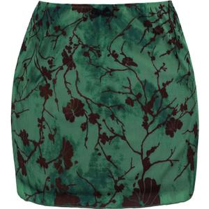 ZUNQKG Womens Mini Mesh Floral Printed Y2k Low Waist Casual Vacation Party Slim Fitted Bodycon Skirts Green XXL (XXL)