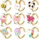 9 Pcs Fidget Anxiety Rings Rotatable Open Ring Set Cute Colorful Spinner Rings for Anxiety Stackable Rotating Calming Worry Adjustable for Women Lady Mood Relieve Stress