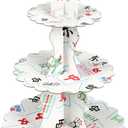 Mahjong 3 Tier Cupcake Stand Decoration Mahjong Party Decoration Game Supplies Cupcake Holder for Birthday Game Night Themed Party Supplies