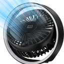 Minthouz Portable Desk Fan 180° Rotation USB Rechargeable Battery Operated Silent Hanging Hook 1800mAh 3 Speed 3 Light Mini Fan for Home Office Outdoor Black