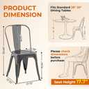 Grey Metal Kitchen Chairs Set of 2 Deepspace Grey Color, 18 inches x 18 inches x 33 inches