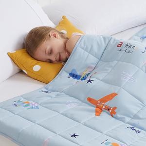 HOSUKKO Weighted Blanket - 5 lbs Blue Airplane Heavy Blanket - Breathable Blanket(36 * 48 inches, 5 lbs)