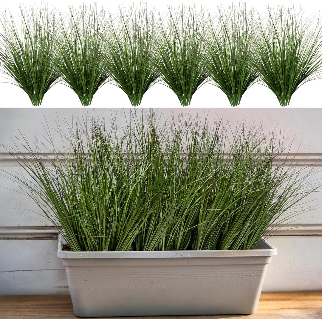 48PCS 17.3" Fake Plants Artificial Wheat Grass Greenery Plastic Plants Fake Grass Artificial Plants for Outdoor Decor Artificial Plant with Greenery Stems for Indoor Home Decoration