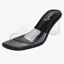 vivianly Womens Clear Heels Sandals Transparent Chunky Heels Backless Open Toe Slip on Mules Heeled Slipper Dress Shoes, Size 7