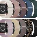 10 Pack Stretchy Bands Compatible with Apple Watch Band 42MM(Series 3)/44MM/45MM/46MM/49MM Women Men, Water-Resistant Solo Loop Elastic Sport Straps for iWatch Series 11 10 9 8 7 6 5 4 3 SE Ultra (Black/Smoke Violet/Leopard/Beige/Pink/Clay/Starlight/Lavender/Blue/Deep Green)
