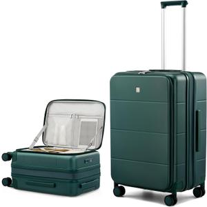 Hanke Hardside Expandable Checked Luggage, 24 Inch Top Opening Trunk Luggages with Spinner Wheels, All-PC Hard Shell Suitcase, Lightweight TSA Checked-Medium(Blackish Green, 83L)