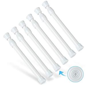 Goowin 6Pcs Tension Rod, Goowin Small Tension Rods for Windows, No Drilling Rustproof Spring Adjustable Short Rod for Wardrobe Bars, Bookcase (White, 7-11 inch)