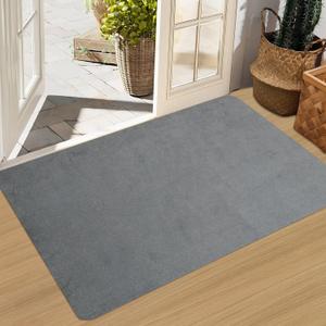 Ultra Thin Door Mat Indoor, Non Slip Absorbent Resist Dirt for Entrance, Washable Front Door Rug Low Profile Inside Floor Mat Doormats for Entryway, 24" x 36", Light Grey