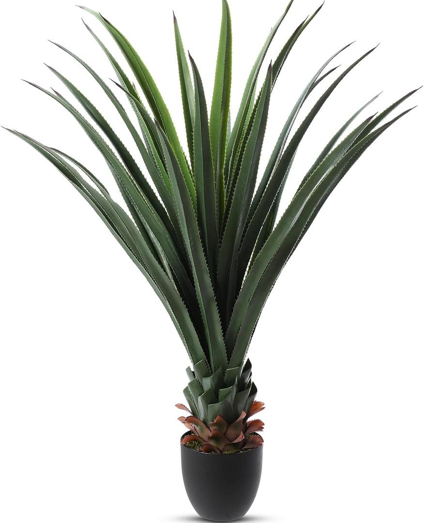 Giegxin 1 Pack Artificial Spiked Agave Plant 4 ft Faux Agave Plants, Uv&Weatherproof, Artificial Greenery for Front Porch Patio Indoor Outdoor Home, Office, Garden & Hotel Lobby