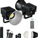 LED Video Light, 60W Bi-Color Video Light Mini COB Photography Light with 2.4G/APP Control, 2700K-7500K, CRI>96, TLCI>97, 8 Lighting Effects (1 Pack, Black)
