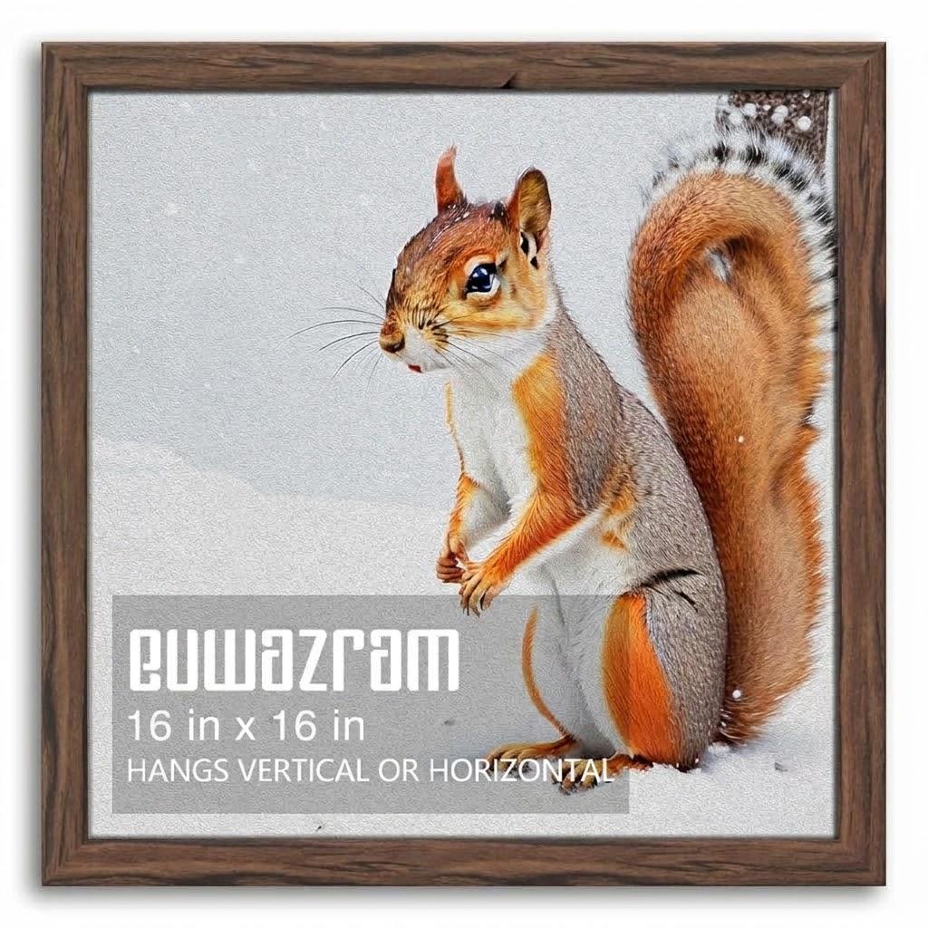 euwazram Rustic Walnut 16x16 Frame - Single Frame, 16 x 16 Poster Frame for Artwork, Puzzles, Photos and Movie Posters Picture Frames
