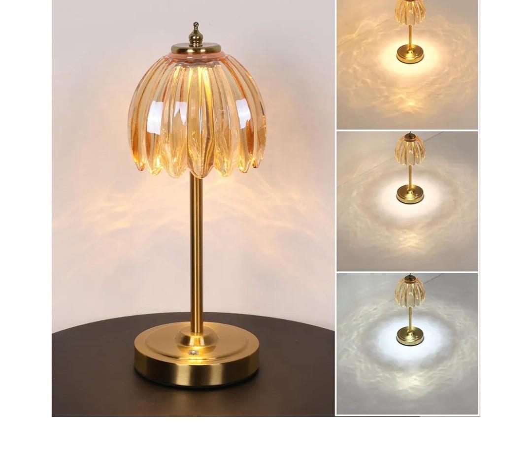 Tulip Table Lamp with 5000mAh Battery & Touch Control, Cordless Table Lamp with 3 Colors, Dimmable Rechargeable Table Lamps for Bedroom, Nightstands, Living Room, Entryways (Amber Tulip)