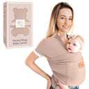 Baby Wrap Carrier - Premium Cotton Baby Carrier Wrap for Newborn to Toddler- Infant Carrier- Baby Holder One Size Fits All with Front Pocket(Beige) by Max&so (Sand)