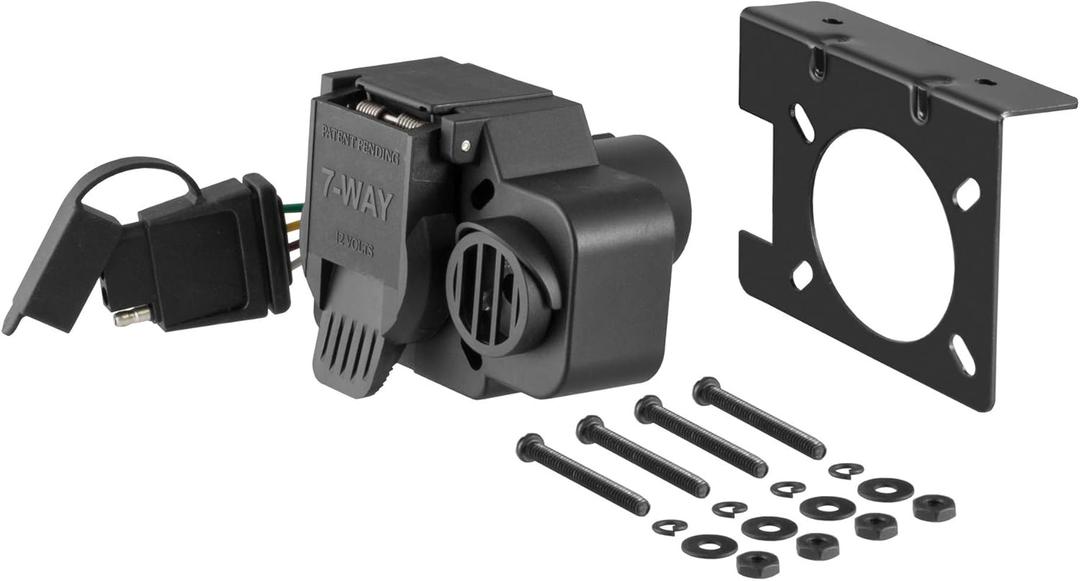 CURT 57101 Dual-Output Vehicle-Side 7-Pin, 4-Pin Connectors with Backup Alarm, Factory Tow Package and USCAR Socket Required
