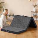 Tri Folding Mattress, 6'' Twin Memory Foam Foldable Mattress | Breathable & Washable Cover, Handle & Non-Slip Bottom, Back Pain Relief, Portable Mattress for Guest Bed/Yoga/Camping/Travel