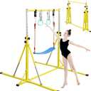 FC FUNCHEER Foldable Gymnastics Bar,5FT Horizontal bar,Adjustable Kids Training bar for Kids Ages 3-15,Kids Gymnastics bar,Triangle Stable Structure-Gym Equipment for Home