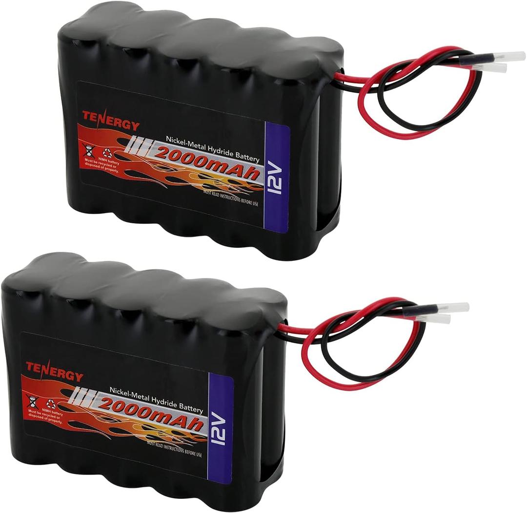 Tenergy 2 Pack 12V 2000mAh Battery Packs RC Battery w/Bare Leads for RC Airplanes, RC Car, DIY and More