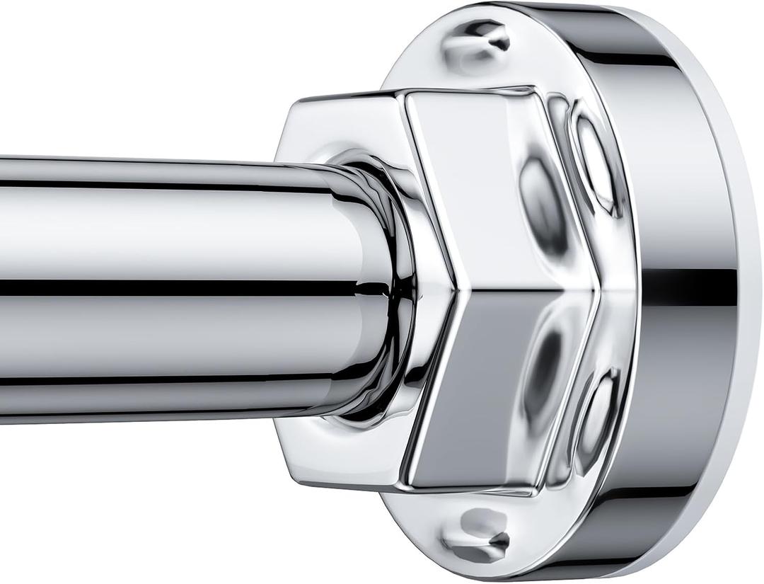 Shower Curtain Rod 27-79 Inches, Adjustable Tension Shower Rod No Drilling, No Slip, Spring Tension Curtain Rod for Bathroom Kitchen Closet Windows - Silver